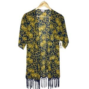 NWT LuLaRoe Printed Fringe Monroe Kimono small